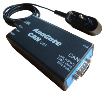 Supplied via standard USB charger, the AnaGate CAN USB can be operated stand-alone and can execute self created scripts.
